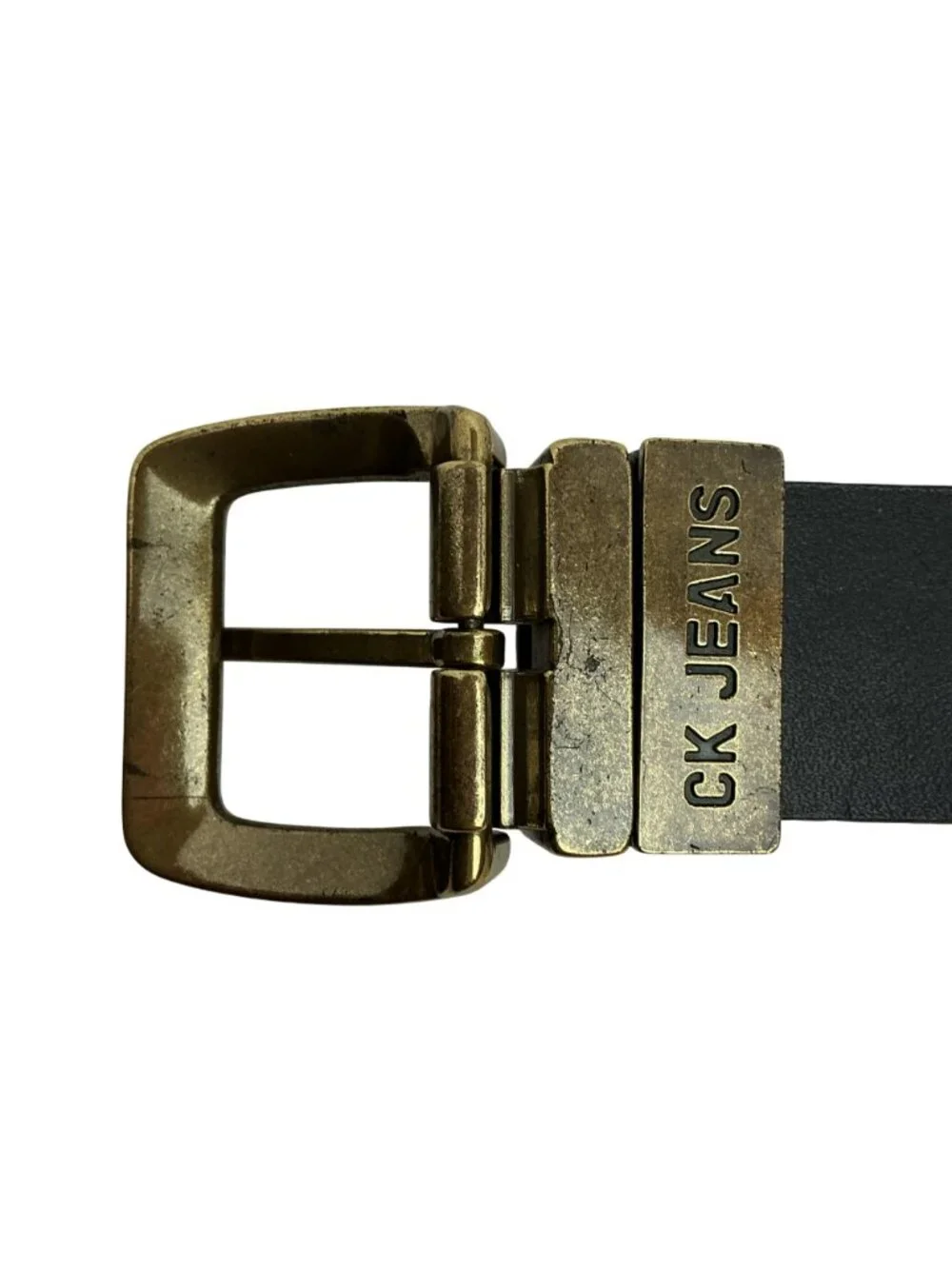 New Calvin Klein Reversible Genuine Leather Belt With Brass Buckle Mens Large Bl